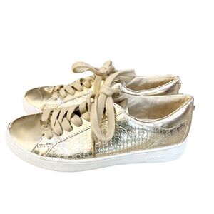 Michael Michael‎ Kors Womens Ivy Dee Low Top Sneakers Gold Metallic Size